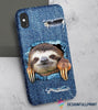 Cute Sloth Denim Print Phone Case LN
