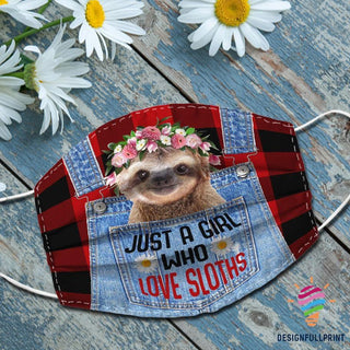 Girl Who Loves Sloths Cloth Mask No Filter LN