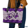 Gift For Butterfly Lover Purple Butterfly Small Leather Tote Bag HG