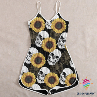 Skull Gift Skull Sunflowers Rompers For Women HG