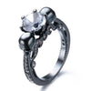 Simulated Stones Skull Band Engagement Rings