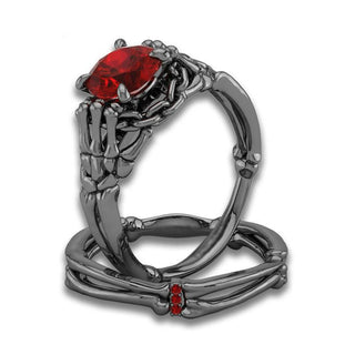 Vintage Skull Red White Stone Rings