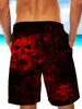 Ultra-light Drawstring 3D Red Skull Shorts for Men 012 - designfullprint
