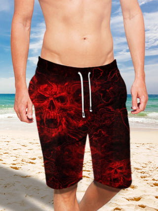 Ultra-light Drawstring 3D Red Skull Shorts for Men 012 - designfullprint