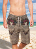 Ultra-light Drawstring Deer Skull Roses Dream-catcher Shorts for Men 010 - designfullprint