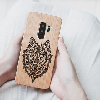 Wood Phone Case for Universal Models -Wolf Face 010 - designfullprint