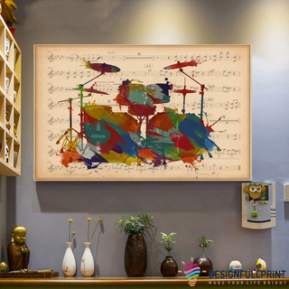 Drummer Colorful Drumset Music CH Poster Canvas