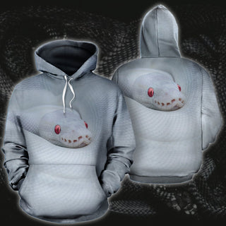 3D White Snake Printed Hoodie 006 - designfullprint
