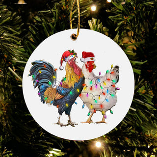 Chickens Light Christmas2 Ornament LH