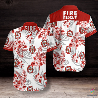 US Firefighter Fire Rescue Pattern Hawaii Shirt CH