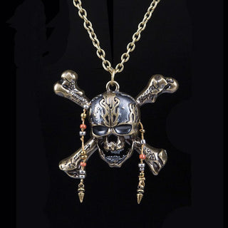 Decorative Pirate Skull Bone Pendant Necklace