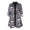 Elegant Pink Rose  Mid-long Skull Trendcoat - designfullprint