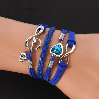 Infinity Music Note Skull Bead Bracelet