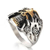 Exaggerated Flower Vintage Stainless Steel Skull Ring