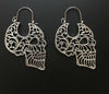 Gypsy Hollow Skull Tribal Hoop Earrings