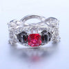 Crystal Rhinestone Red CZ Skull Punk Wedding Ring