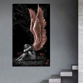 Pink Sitting Angel Canvas Art And Poster HG