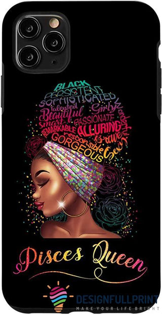 Pisces Queen Proud To Be Black Print Phone Case LN