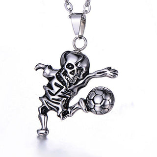Sporty Football Skull Pendant Necklace