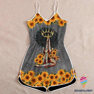 Black Pride Gift For Hippie Sunflower Black Queen Pray Rompers For Women LN