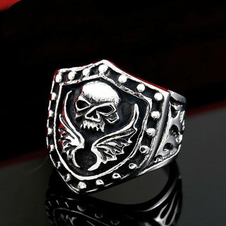 Skull Wings Punk Biker Steel Rings
