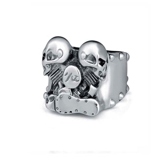 Antique Rock Silver Punk Skull Biker Ring