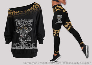 You Smell Like Drama And A Headache Off Shoulder Long Sleeves Top and Leggings Set