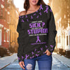 I Dont Look Sick Fibromyalgia Awareness Purple Off Shoulder Long Sleeves Top
