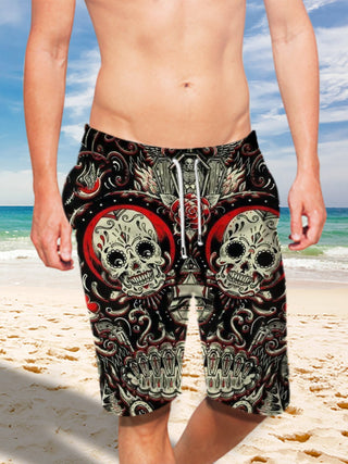 Ultra-light Drawstring Love & Hate 3D Sugar Skull Shorts for Men 011 - designfullprint