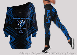 Correctional Officer's Wife Off Shoulder Long Sleeve Top and Leggings Set