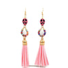 Multi-Color Long Tassel Skull Stone Earrings