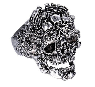 Punk Style Flower Skull Biker Ring