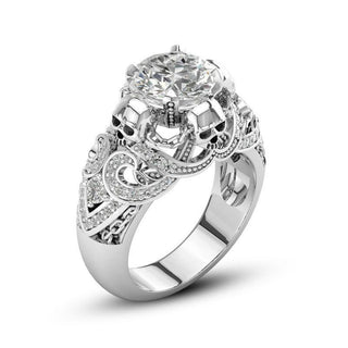 Crystal Gothic Skull Luxury Engagement Ring
