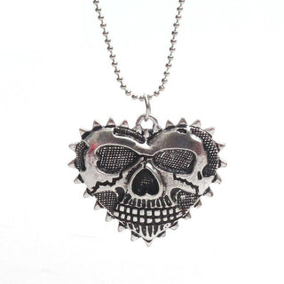 Vintage Punk Sunshine Heart Skull Pendant Necklace