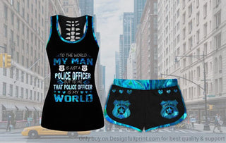 Gifts for Police Officers My Police Officer Husband Is My World Tank and Shorts Set