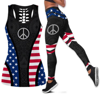 Gift For Hippie Peace Mandala The 4th of July Tank Top and Leggings set