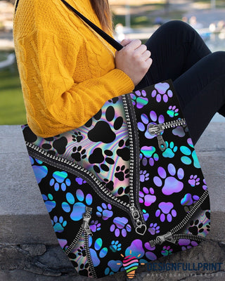 Hologram Dog Paw Dog Feet Tote Bag HG