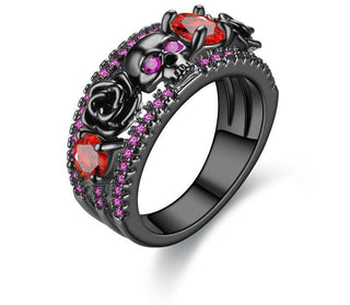 Punk Skull Round Cubic Zirconia Ring
