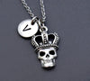 Skull With Crown Initial Necklace