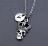 Skull With Crown Initial Necklace