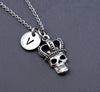 Skull With Crown Initial Necklace