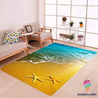 Summer Rug Beach Starfish Print Memory Foam Area Rug HG