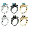 CZ Copper Crystal Skull Wings Rings