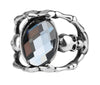 Skull Punk Rock Antique Silver Glass Biker Ring