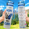 Gift For Butterfly Lover Blue And Gray Ribbon Cancer Awareness Butterfly Hope For A Cure Water Track Bottle NHD