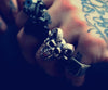 Stainless Steel Goat Horns Skull Biker Ring