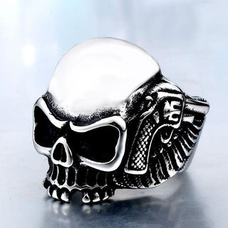 Stainless Steel Skull Gun Biker Ring