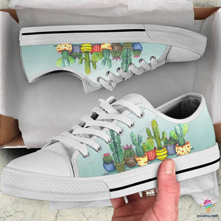 Blue Pots Of Cactus LowTop Canvas Shoes NH