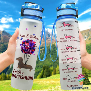 Gift For Butterfly Lover Life Is Better With A Dachshund Butterfly Balloons Personalized Water Track Bottle NHD Gifts For Dog Lovers