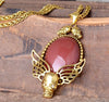 Antique Metal Multi-Color Stone Skull Necklaces